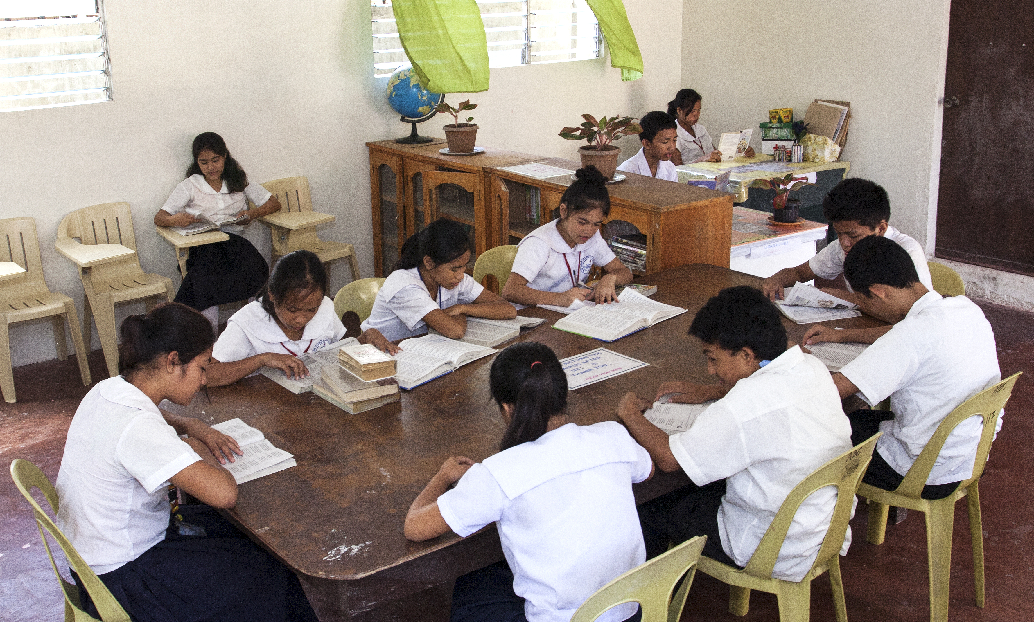 Students in Binalbagan School Studying in the Library