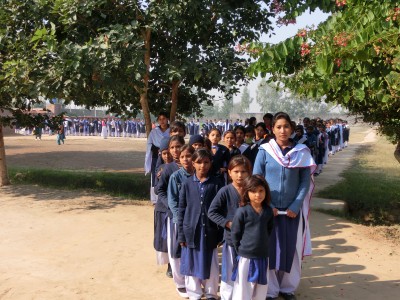 Girls in Machike Boarding School Heading for a School Assembly