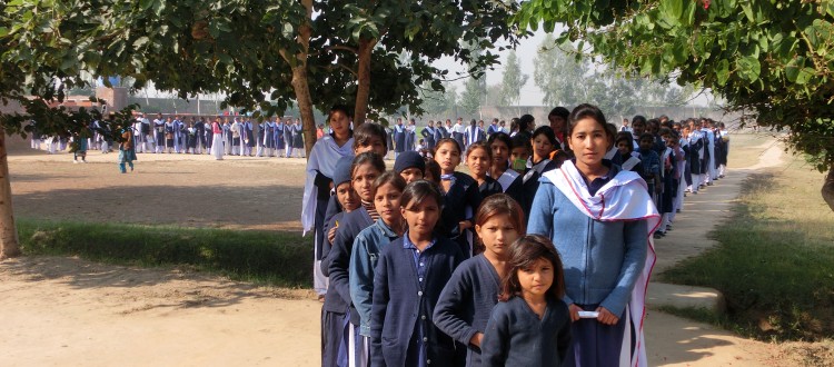 Girls in Machike Boarding School Heading for a School Assembly
