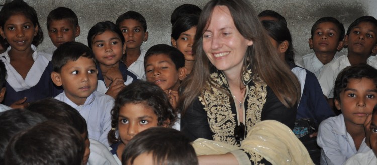 Gudrun Margret From Iceland With Students in Chak 96 RB School