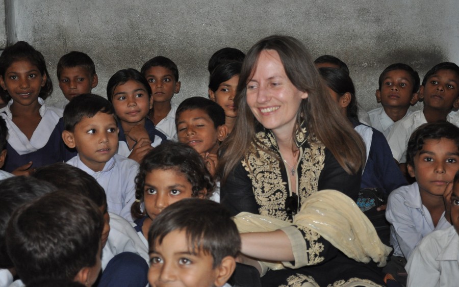 Gudrun Margret From Iceland With Students in Chak 96 RB School