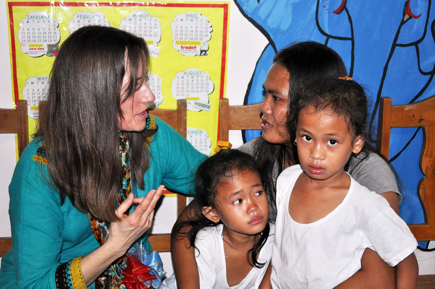 Gudrun Margret Pallsdottir, from Iceland, chairman of ABC International, visiting families in the Philippines