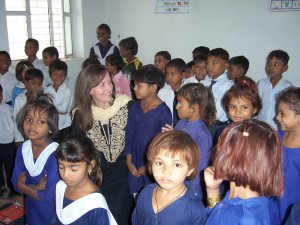 Gudrun Margret With Students in Their Classroom