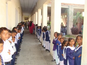 Students Line-up for an Assembly Call